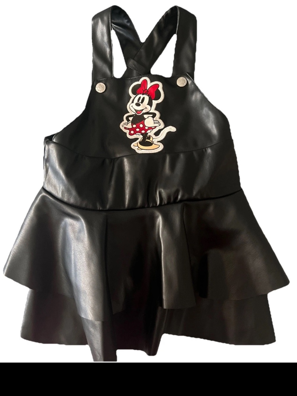 Disney Minnie Mouse faux leather overall jumper dress size 18 Months